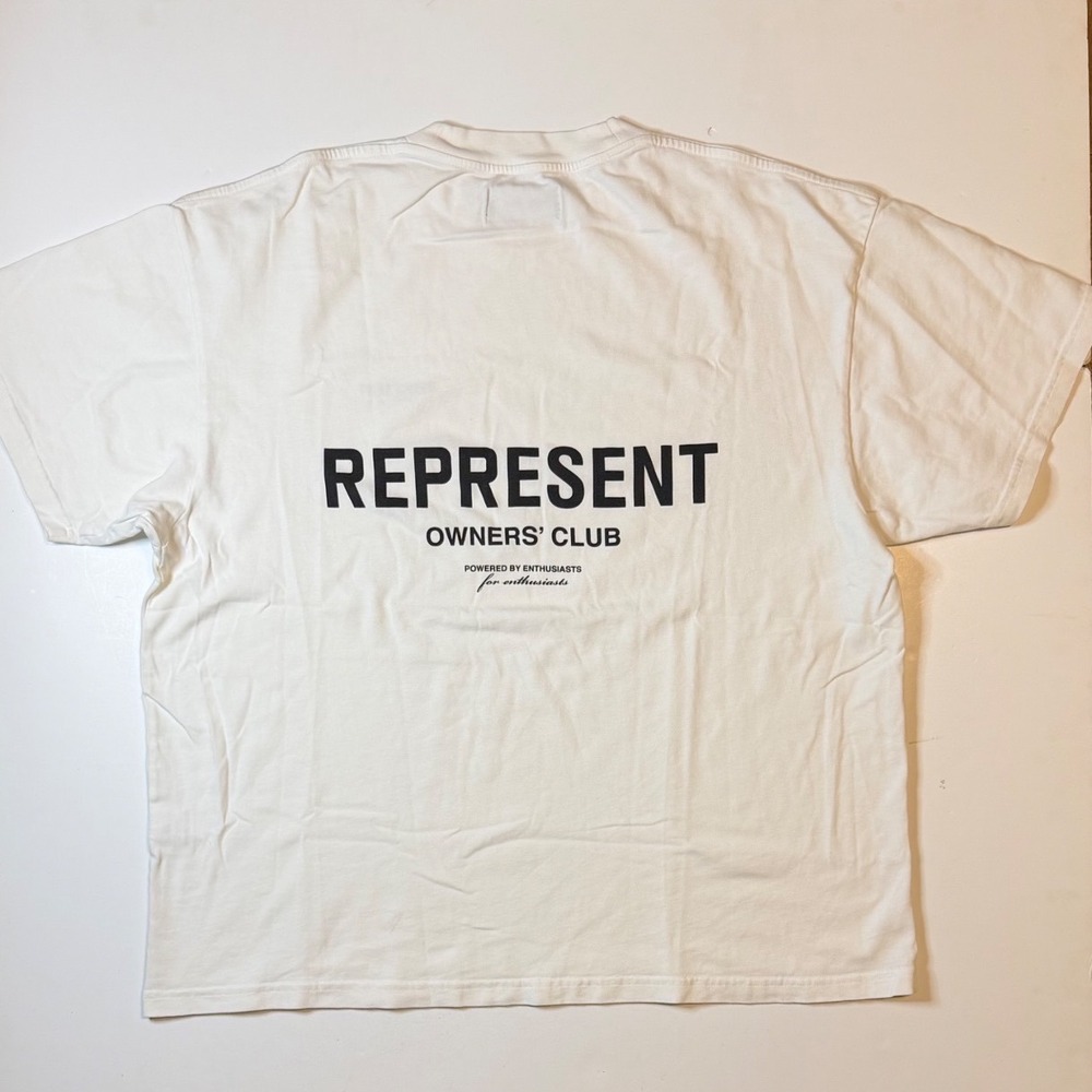 Represent Owners Club T-Shirt Mens XL White Logo Short Sleeve Tee